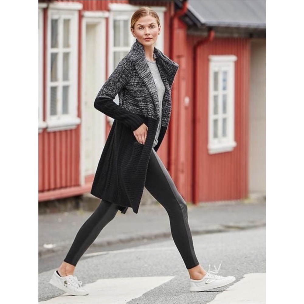 Athleta Midnight Sun Long Wool Cashmere Open Front Sweater Cardigan Womens S